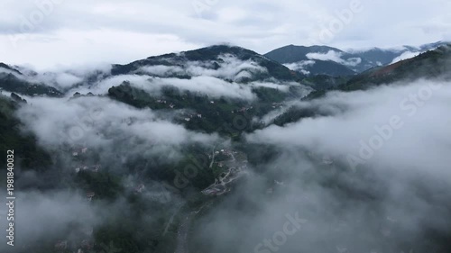 The green tea gardens and the dancing clouds over the green tea gardens, which are the most important source of livelihood of the province of Rize, located in the Black Sea of Turkey.