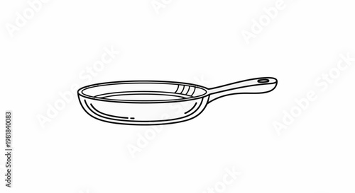 Simple line drawing of a shallow cooking pan with a long handle