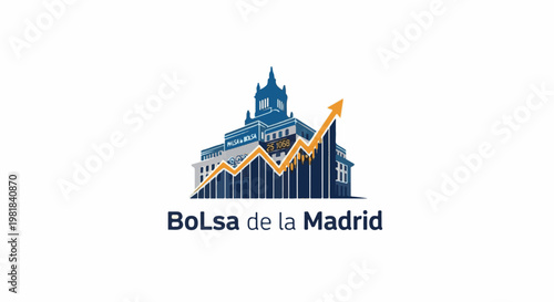 Stock market building with upward trending graph