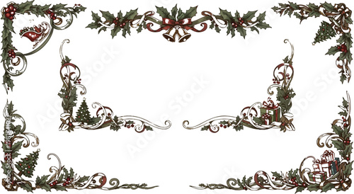 Elegant victorian era border design with mythical creatures and floral motifs Vector