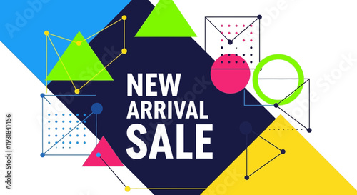 New Arrival Sale Abstract Geometric Background with Bright Colors and Shapes