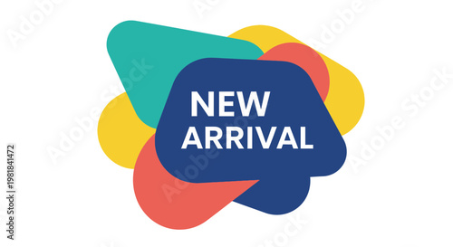 New Arrival Sale Badge with Colorful Abstract Shapes