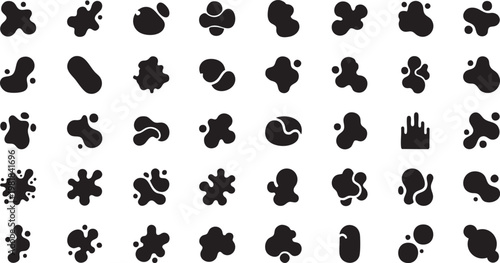 Abstract organic liquid blobs and amoeba silhouette icon set