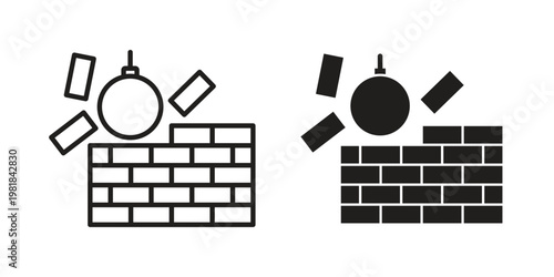 Demolition icon and symbol. Vector icon editable set