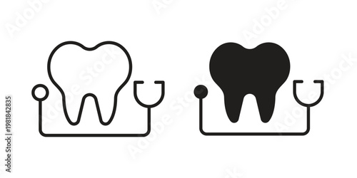 Dental care icon and symbol. Vector icon editable set