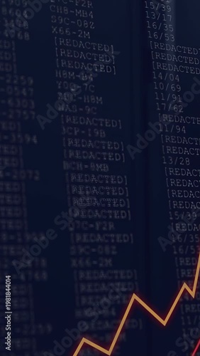 Vertical video: View pan revealing code list cyan bar scanning colored lines rising to track trends
