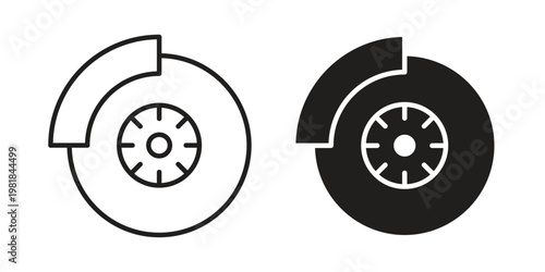 Disk brake icon and symbol. Vector icon editable set