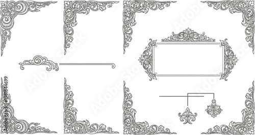 Intricate classical architectural and decorative moldings collection Vector