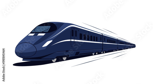 Modern High-Speed Train, Blue Bullet Train, Transportation, Speed, Travel