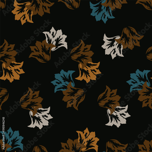 Cute seamless pattern with decorative flowers and leaves can be used for wallpapers, surface textures, textile,linen, kids cloth, pattern fills, page backgrounds and more designs
