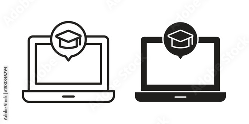 E learning icon and symbol. Vector icon editable set