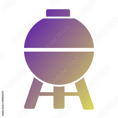 Barbecue Grill icon illustration. This is a vector single icon with a solid gradient style. It is suitable for various purposes, including website design, mobile app design, and logo design.