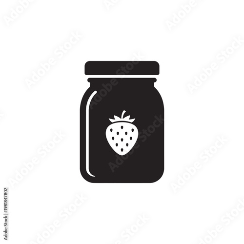 A jar of strawberry jam Vector