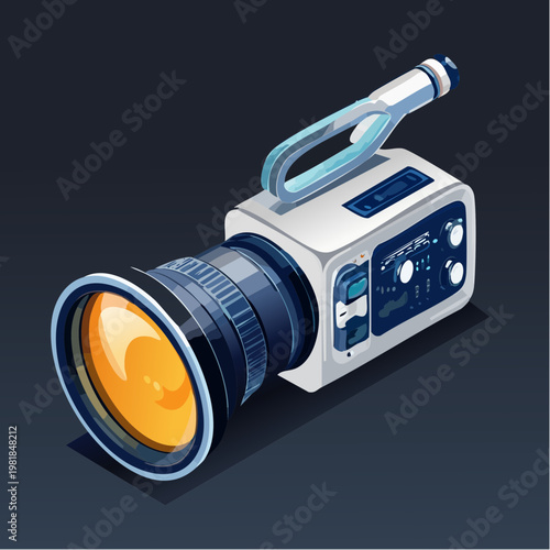 Isometric Professional Video Camera Illustration For Filming And Recording Content