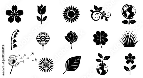Nature and Floral Icons Beautiful Symbols of Growth, Life, and the Environment