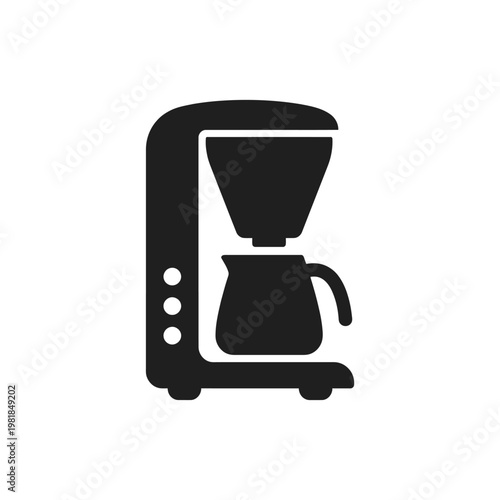 A black coffee maker with a pot Vector