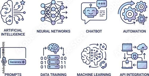 A collection of colorful icons representing various creative and innovative concepts