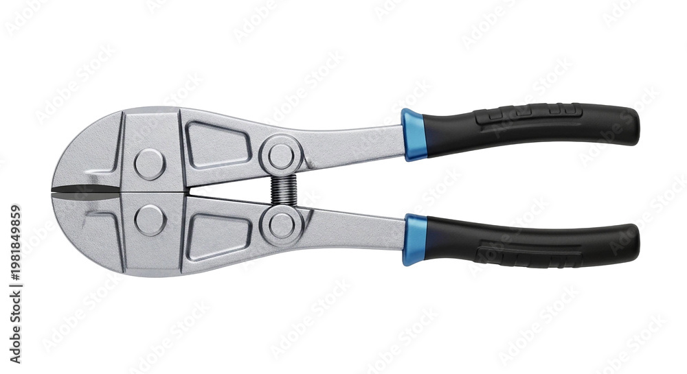 Fototapeta premium Heavy Duty Bolt Cutters with Blue and Black Grips isolated on a transparent background