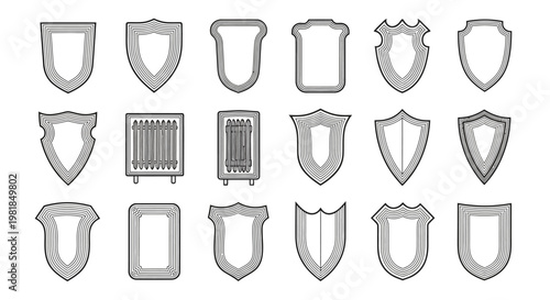 20 Vintage Shield, Emblem, Crest, Icon Set, Vector Graphics