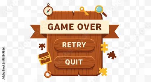 Game Over Screen with Retry and Quit Buttons.