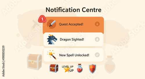 Notification Centre with Game Alerts and Items.