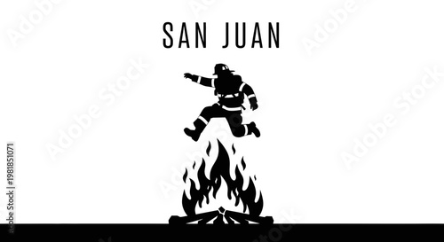 San Juan Firefighter Jumps Over Fire Silhouette, Danger, Bravery, Action