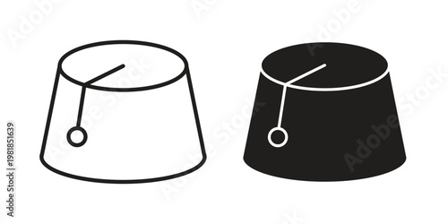 Fez hat icon and symbol. Vector icon editable set