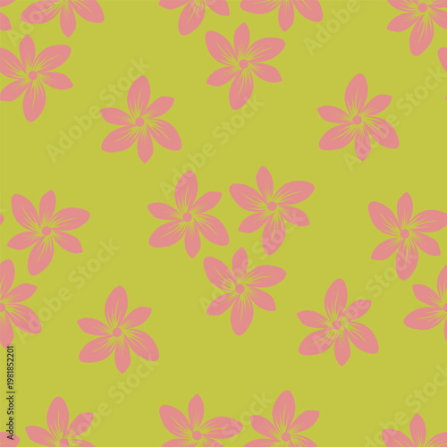 Cute seamless pattern with decorative flowers and leaves can be used for wallpapers, surface textures, textile,linen, kids cloth, pattern fills, page backgrounds and more designs