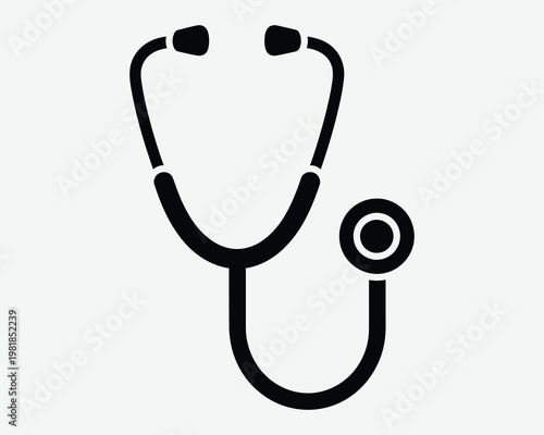 Black stethoscope icon on white background symbol of healthcare and medical profession