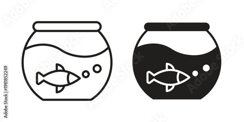 Fish bowl icon and symbol. Vector icon editable set