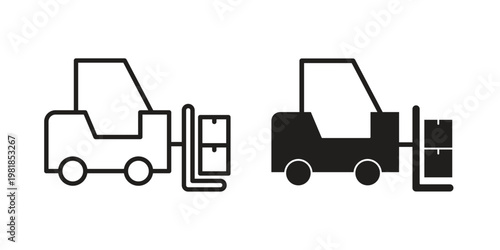 Forklift icon and symbol. Vector icon editable set
