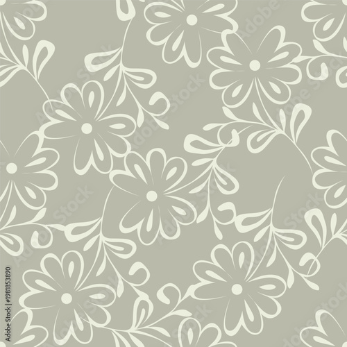 Cute seamless pattern with decorative flowers and leaves can be used for wallpapers, surface textures, textile,linen, kids cloth, pattern fills, page backgrounds and more designs