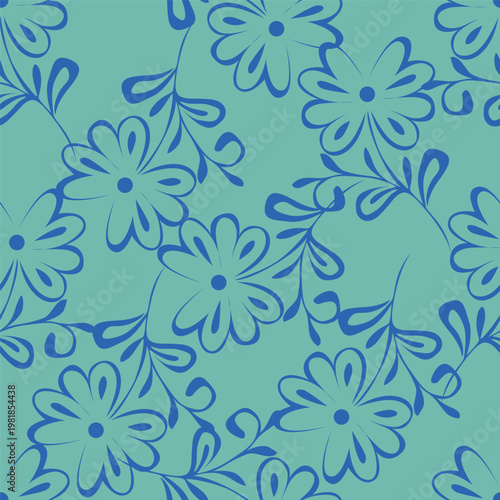 Cute seamless pattern with decorative flowers and leaves can be used for wallpapers, surface textures, textile,linen, kids cloth, pattern fills, page backgrounds and more designs