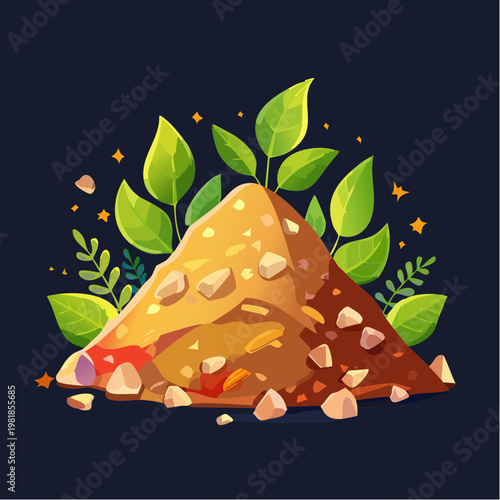 Healthy Compost Pile Rich with Flourishing Green Leaves and Organic Material