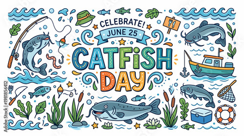 Catfish Day Celebration with Fishing and Fun Elements
