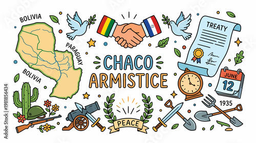 Chaco Armistice Day Bolivia Paraguay Peace Treaty Doodle Art