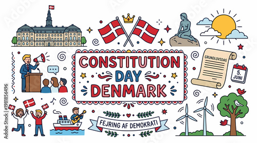 Constitution Day Denmark Illustration: Democracy Celebration