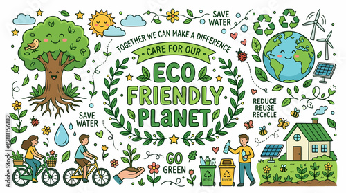 Eco Friendly Planet Illustration: Nature, Recycling, Sustainability