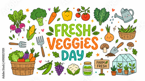 Fresh Veggies Day Illustration - Healthy Food & Garden Fun
