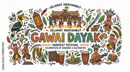 Gawai Dayak Harvest Festival Celebration Sarawak Kalimantan