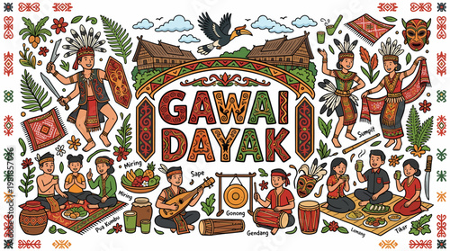 Gawai Dayak Festival Celebration, Borneo Traditional Culture