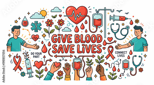 Give Blood Save Lives Concept - Medical Illustration