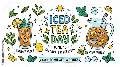 Iced Tea Day Celebration - Refreshing Summer Drink Illustration