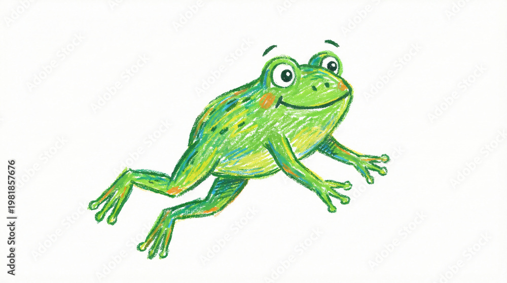 Fototapeta premium Happy cartoon frog on white.