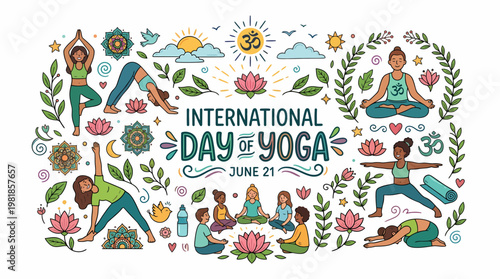 International Day of Yoga Celebration - Diverse People Practicing Yoga