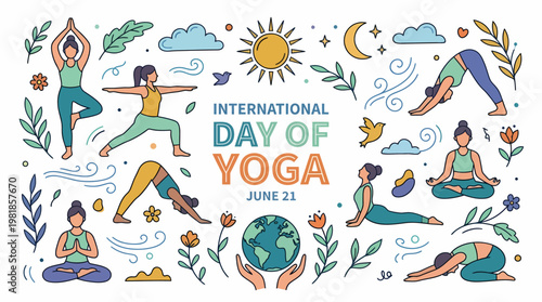 International Day of Yoga June 21 Illustration