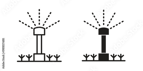Lawn sprinkler icon and symbol. Vector icon editable set