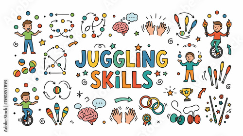 Juggling Skills Cartoon Illustration - Fun and Playful