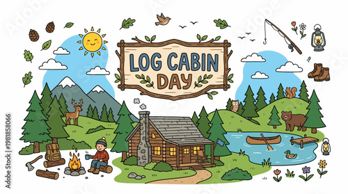 Log Cabin Day Celebration: Nature, Camping, Forest Fun