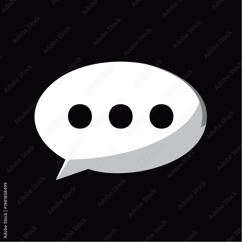 Fototapeta premium White Comment Bubble With Three Dots Inside, Flat Design Message Communication Icon